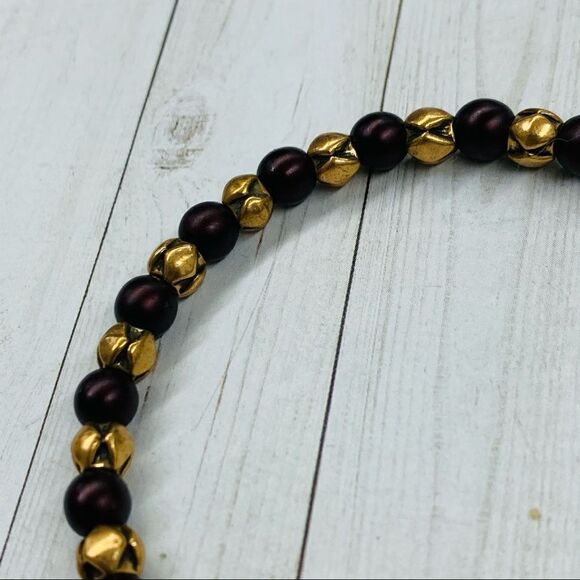 Alex and Ani Burgundy Gold Beaded Bracelet - Picture 2 of 3